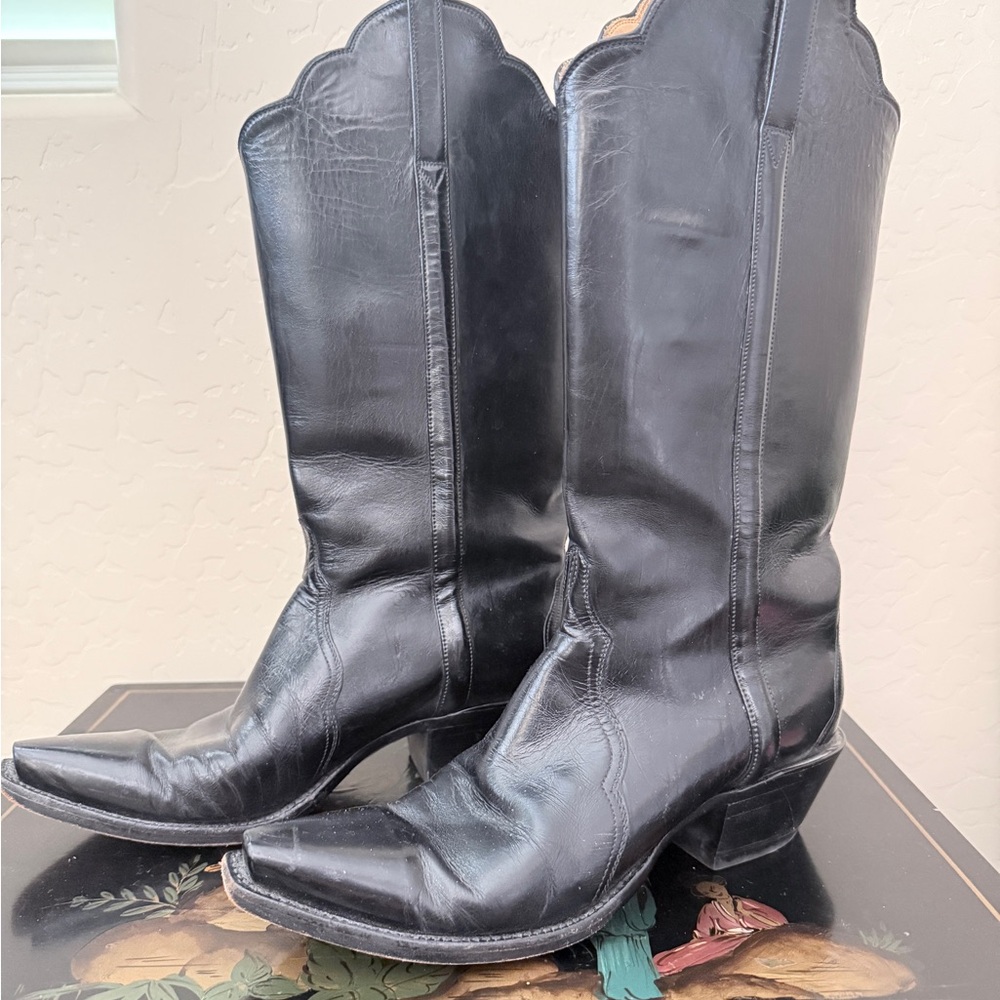 Lucchese Handmade Black Leather Boots